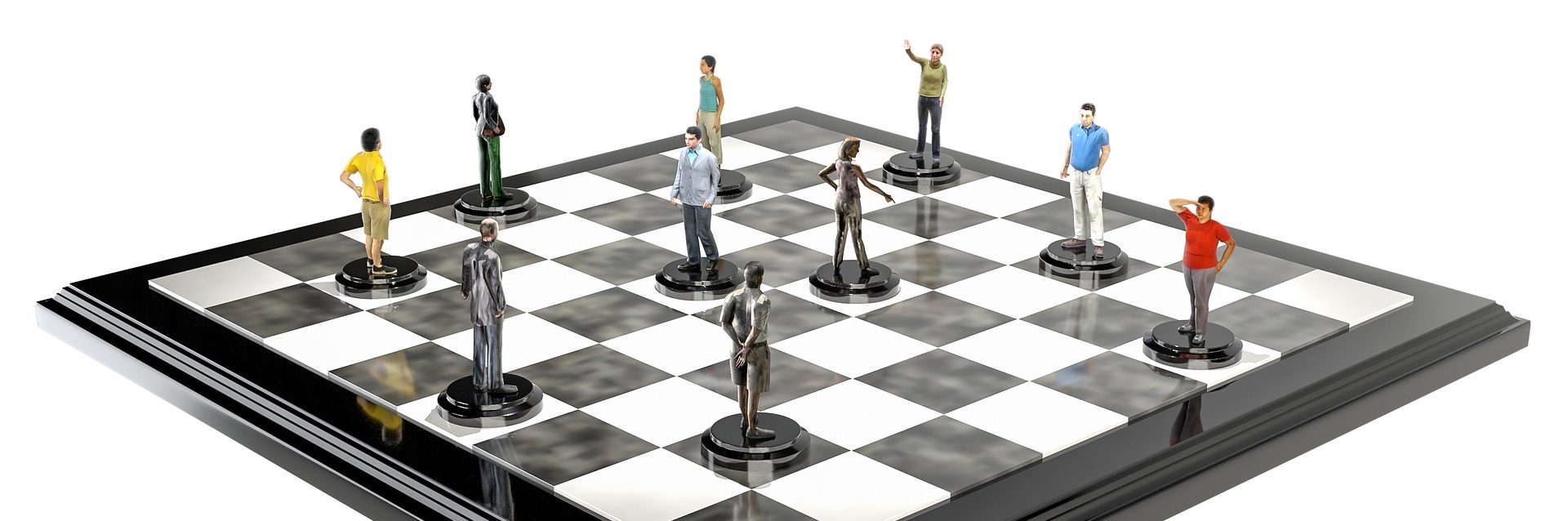 Ihmisnappuloita shakkilaudalla