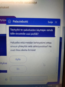 Työmarkkinatorin Chat-palveluikkuna