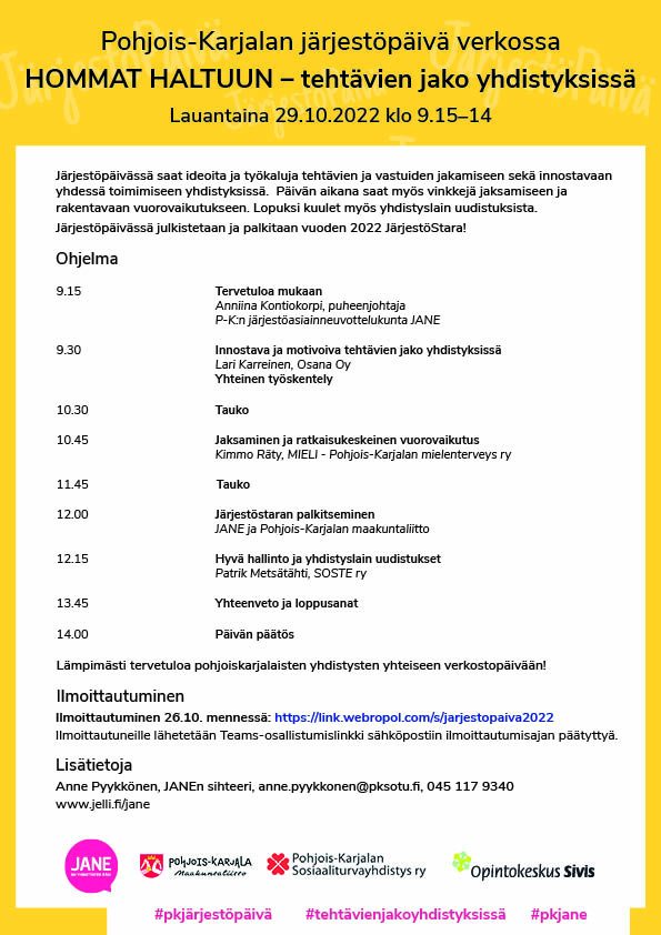 Pohjois-Karjalan järjestöpäivän ohjelma 
