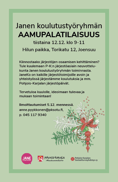 Janekon aamupalatilaisuus 12.12. klo 9-11- mainos